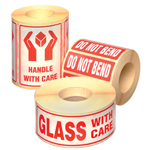 Glass With Care  Parcel Warning Label 148mm x 50mm