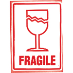 Fragile (With cracked glass symbol) Parcel Warning Labels 108mm x 79mm