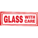 Glass With Care  Parcel Warning Label 148mm x 50mm